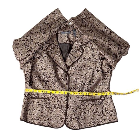 Liz Claiborne Women’s Brocade Brown and Tan Long Sleeve Blazer Size 14P - Picture 7 of 10